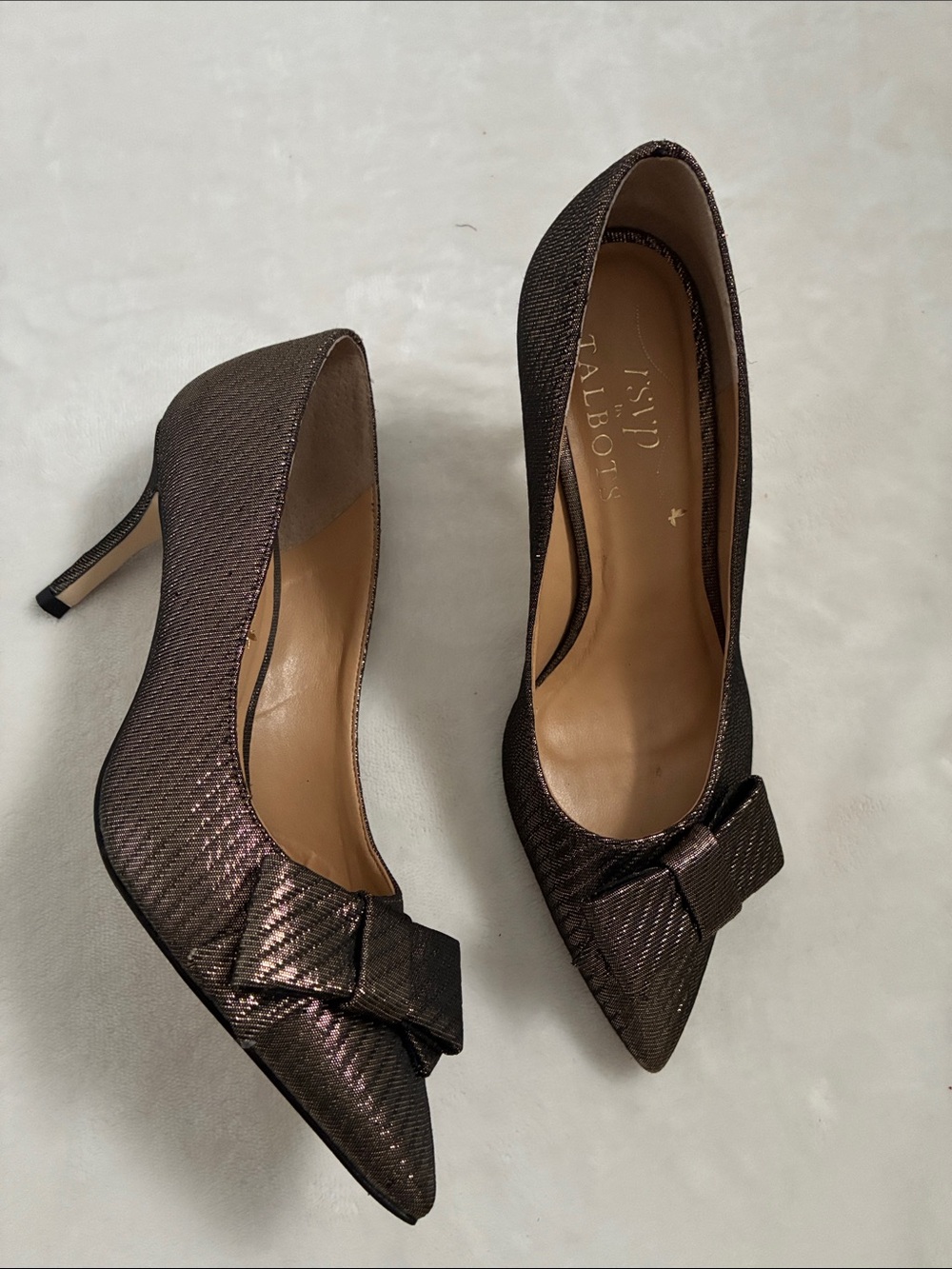 Talbots RSVP Erica Bow Dark Gold Heels